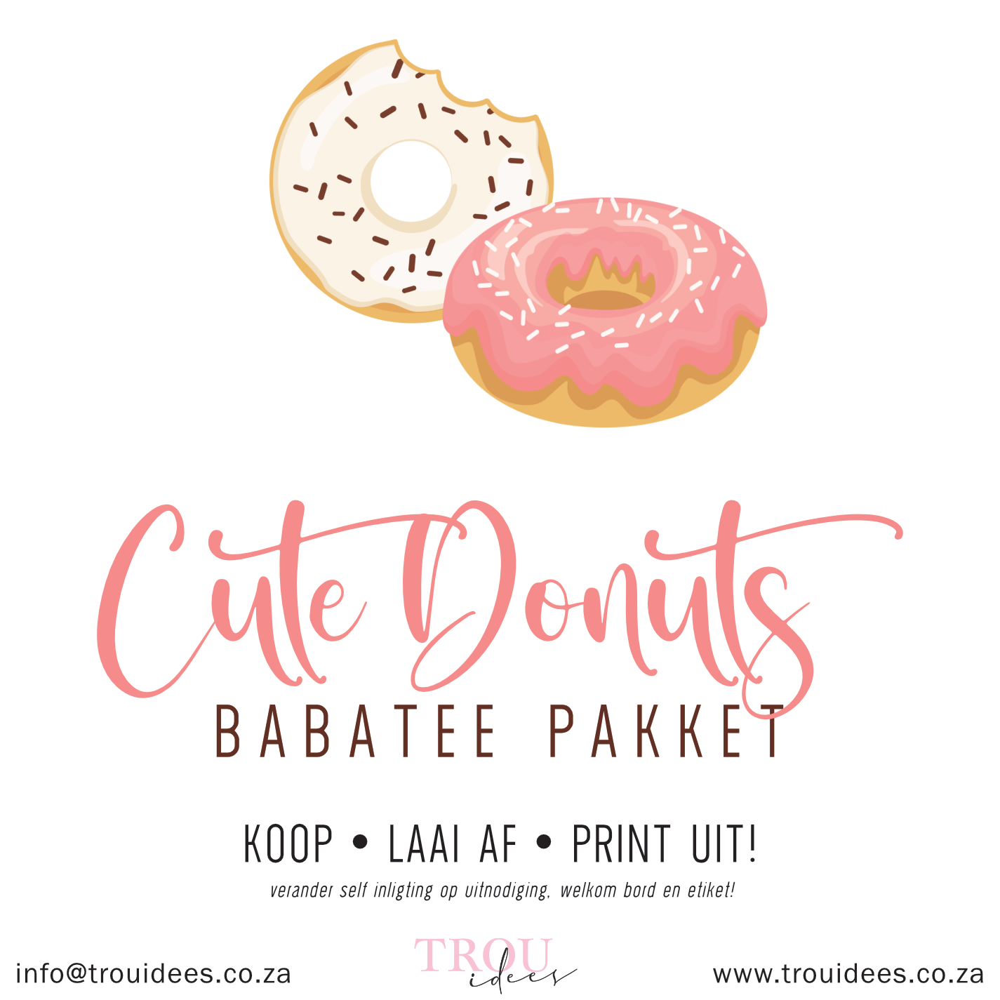 Cute Donuts (Girl) Baby Shower Stationery